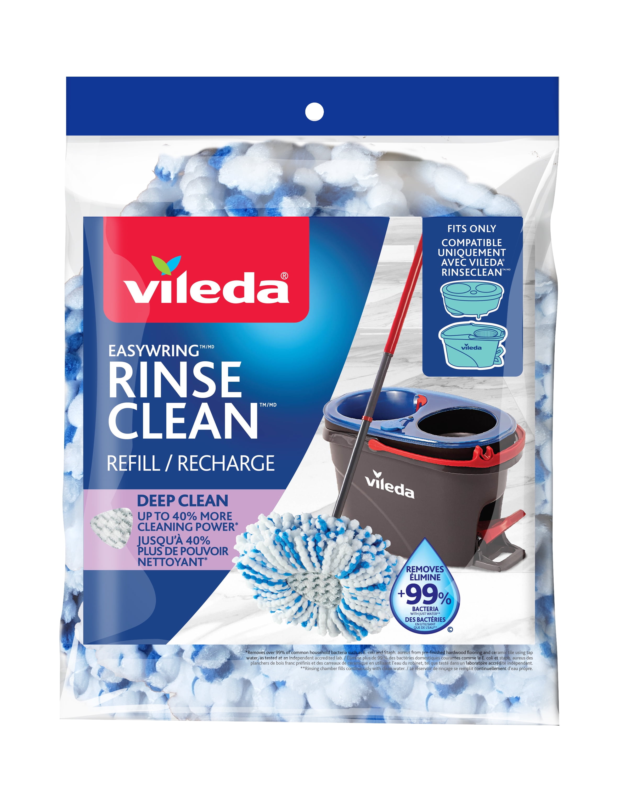 Vileda RinseClean™ Deep Clean Spin Mop Head Replacement, Washable & Reusable Refill