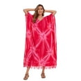 thumbnail image 4 of Beautybatik Fuchsia Women Hippie Tie Dye Caftan Kaftan Loungewear Maxi Plus Size Long Dress 4X, 4 of 5
