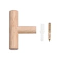thumbnail image 5 of Solid Wood Wall Hooks T Shaped Towel Rack Natural Finish 1 Pack for Bathroom Kitchen Entryway Coat Hook with Screws, 5 of 5