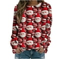 thumbnail image 5 of Babysbule Christmas Shirts for Women Printed Round Neck Long Sleeved Loose Fitting Sweater Clearance Tops Fashion, 5 of 5