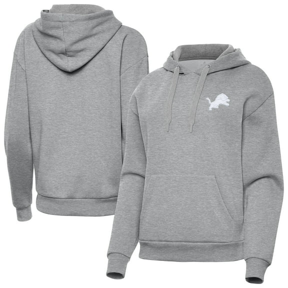 Women's Antigua  Heather Gray Detroit Lions Victory Pullover Hoodie