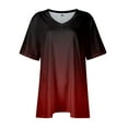 thumbnail image 5 of Swuxness Women Short Sleeve Plus Size T Shirts, Spring and Summer Casual Tops, Ladies V-Neck Printed Comfortable Fashion Loose Pullover Tee Wine, XL, 5 of 5