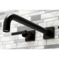 thumbnail image 3 of Kingston Brass KS6050CML Manhattan Two-Handle 3-Hole Wall Mount Roman Tub Faucet in Matte Black, 3 of 7