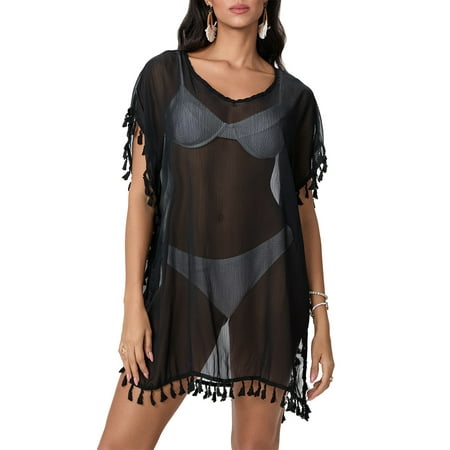 Lnzyyephy Women Beachwear Swimwear Bikini  Beach Wear Cover Up Tassel  Ladies Summer Dress