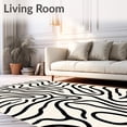 thumbnail image 2 of ODIKA 6'x9' Machine Washable Non-Slip Area Rug, Eclectic Fauna Wavy Progressive Modern Embellishment High Traffic Rug, Black, 660769, 2 of 7