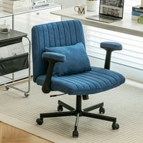 Leumius Velvet Office Chair Criss Cross Legged Chair with Wheels,Reading Chair Vanity Task Desk Chair for Home Office,Blue