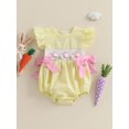 thumbnail image 4 of Baby Toddler Girls Rompers Easter Clothes 3 6 12 18 24 Months Rabbit Embroidery Plaid Fly Sleeve Summer Bodysuits Jumpsuits, 4 of 9
