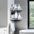 thumbnail image 4 of Set of 3 Aluminum Shower Shelves with Hooks without Drilling Shower Corner Shelf, 4 of 5