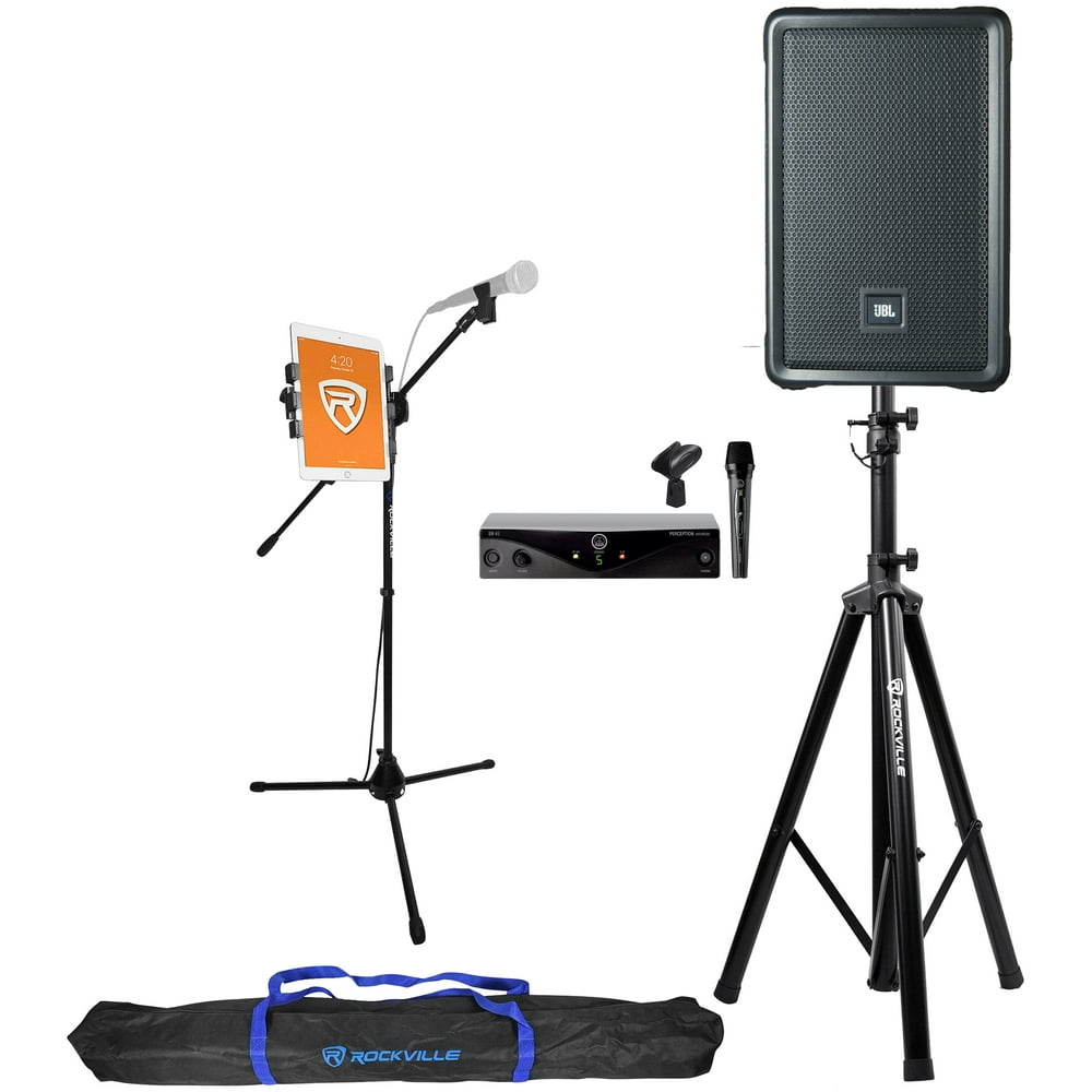 JBL IRX108BT 8" 1000w Bluetooth Karaoke Machine System+Stands+AKG