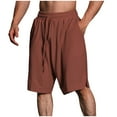 thumbnail image 1 of Diufon Men's Athletic Shorts Cotton Linen Drawstring Waisted Outdoor Sport Shorts Spring Summer Shorts with Pockets, 1 of 5