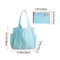 thumbnail image 3 of Color Blocked Large Capacity Folding Shopping Bag Waterproof And Waterproof Cup Shoulder Bag Portable Storage Bag, 3 of 6