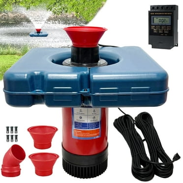 Pond Fountain Aerator, 1HP 15000 GPH Pond Aerator 750W, with 100 Feet Power Cord, Multifunctional Timer Controller for Ponds & Lakes Water Circulation