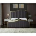 thumbnail image 3 of Pemberly Row Contemporary Solid Wood and Velvet King Bed in Gray, 3 of 5