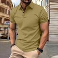 thumbnail image 6 of Men's Polo Shirts Short Sleeve Casual Polo T-Shirt Slim Fit Golf Shirts Khaki XL, 6 of 7