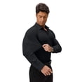 thumbnail image 5 of Youclos Men’s Solid Long Sleeve Button‑Up Dress Shirt, Stretch Wrinkle Resistant Slim Fit Shirt, 5 of 8