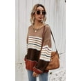 thumbnail image 2 of Chandails pour Femmes Décontractés à Manches Longues Col Rond Patchwork Coloré Tricot, 2 of 6