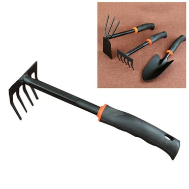 Sparsain Steel Garden Rake Garden Tool Cultivator with Short Handle Small Mini Rake