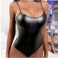 thumbnail image 1 of ICHUANYI Clearance Women Fashion Sexy Sling Artificial Leather Underwear Bodysuit Lingerie(Black, M) Ichuanyi Ichuanyi, 1 of 6