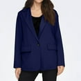 thumbnail image 5 of WTOBBY Women's Tailored Lapel Casual Jacket Blouse Top, Long Sleeve Slim Fit Cardigan Coat for Business Wear, Elegant and Professional Outerwear with Button Closure,Navy L, 5 of 5