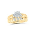 thumbnail image 2 of 10kt Yellow Gold His Hers Round Diamond Cluster Matching Wedding Set 1/2 Cttw, 2 of 3