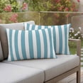 thumbnail image 4 of 2 Pack Outdoor Waterproof Throw Pillow Covers,Modern Light Blue and White Stripe Decorative Rectangle Pillow Case Patio Pillowcases for Chair Couch Sofa 20x12in, 4 of 9