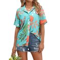 thumbnail image 4 of NFTOEIULA Women Hawaiian Floral Print Oversized Short Sleeve Shirt T-shirt, 4 of 9