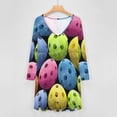 thumbnail image 4 of Multi Colored Pickleballs Long Sleeve Dresses For Women Vintage Elegant Party Dress Oversized V-neck Dress S-8XL, 4 of 7