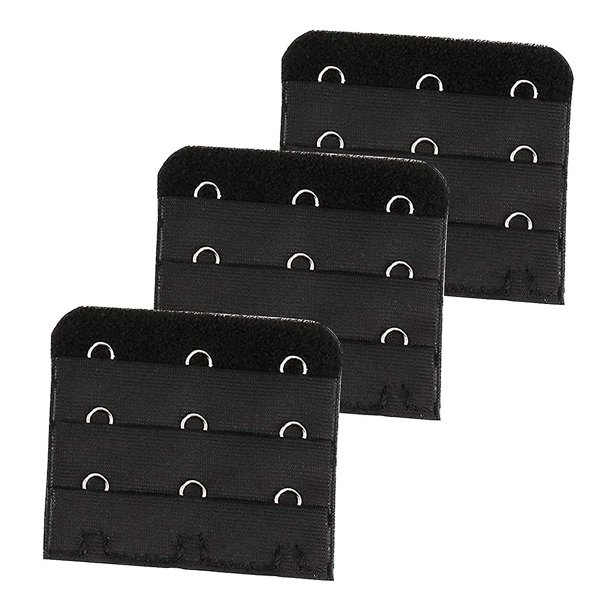 Extensor de correa de sujetador suave y cómodo para mujer, 3 uds., extensor de sujetador de 3 filas y 3 ganchos, 2,2 "x 2,0", negro