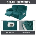thumbnail image 3 of CJC Velvet Recliner Covers, Stretch Armchair Slipcovers, 6-Piece for Loveseat Reclining Sofa, 2 Seater Recliner Protector, 7 Colors, 3 of 10