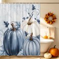 thumbnail image 5 of Navy Blue Pumpkin Fall Shower Curtains for Bathroom, Thanksgiving Botanical Pastoral Waterproof Fabric Shower Curtain, Decorative Bathroom Curtain for Bathtub, 36"x72", No Hooks Included, 5 of 9