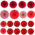 thumbnail image 6 of 21Pcs Red White Party Backdrops Paper Fans Pom Poms Flowers and Hanging Paper Dots Garlands Triangle Bunting Flags Streamers for Birthday Wedding Baby Showers New Year Holiday Party Decorations Suppl, 6 of 7