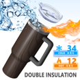 thumbnail image 5 of 40oz Tumbler with Handle and Straw, Vacuum Insulated Stainless Steel Travel Mug, Fits Car Cup Holder, Wood Print, 5 of 6