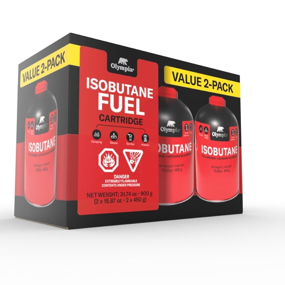 Olympia 450g Isobutane Propane Fuel Canister 2-Pack for Portable Stoves