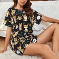 thumbnail image 4 of Cauagu Ensemble de Pyjama Col Rond pour Femmes, Pyjamas à Manches Courtes Ensemble de Vêtements de Nuit Doux Ensemble de Pyjamas d'Été Ensemble de Détente 2 Pcs Pj-TTG, 4 of 6