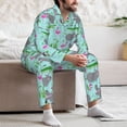 thumbnail image 6 of Bingfone Men's Pajama Set 2 Piece Loungewear PJs, Long Sleeve with Pajama Pants-Hippo With Flamingos And Crocodiles, 6 of 7