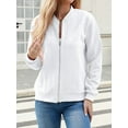thumbnail image 5 of Women'S Zip Up Cardigan Sweater Hoodies Long Sleeve Jacket Outfits Crewneck Casual Coat White S, 5 of 9