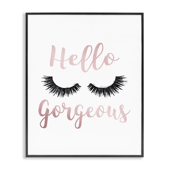 Stupell Industries Glam Hello Gorgeous Black Eyelashes Black Framed Giclee Art, 11 x 14, by Amanda Greenwood