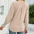 thumbnail image 4 of YYDGH Women's V Neck Long Sleeve Ruffle Blouse Casual Loose Fit Fall Tops Solid Color T Shirt Beige M, 4 of 4