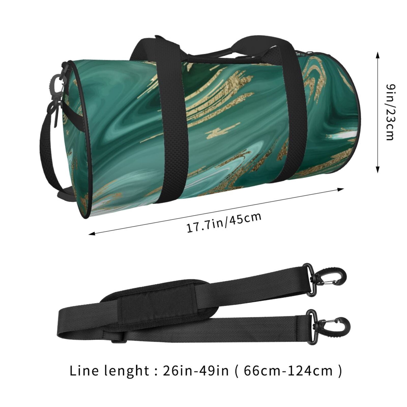 Vsdgher Green And Gold Marble 45L Foldable Duffel Bag, Sports Gym Bag,Overnight Bag, Portable Weekender Bag for Airplanes