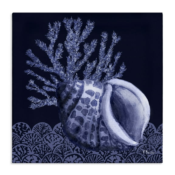 Stupell Industries Shadow Shell Patterned Nautical & Beach Painting Wrapped Canvas Art Print Wall Art, 17 x 17