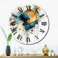 thumbnail image 2 of Designart "Teal & Gold Posh Resonance I" Minimalism Oversized Wall Clock, 2 of 5