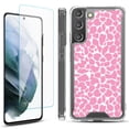thumbnail image 1 of Shockproof Bumper Phone Case for Samsung Galaxy S22+ / S22 Plus 5G, with Tempered Glass Screen Protector, by OneToughShield ® - Giraffe/Pink, 1 of 4
