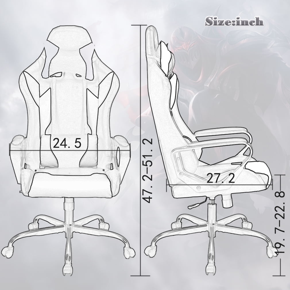 BestOffice Ergonomic & Lumbar Support Swivel Gaming Chair, Blue