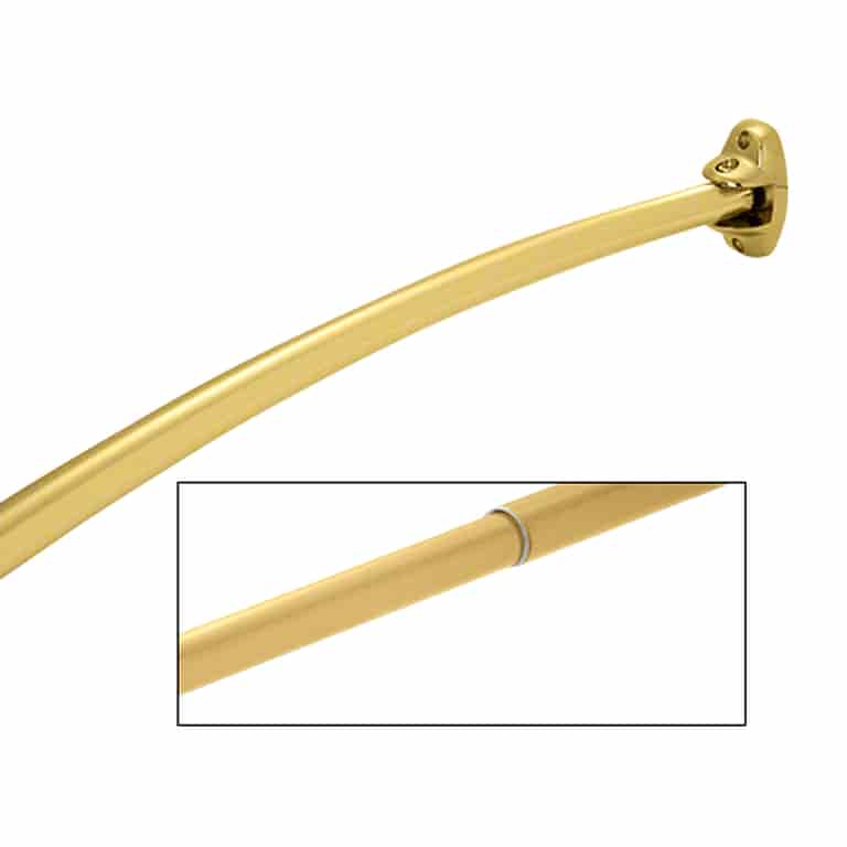 CRL ASR1BR Polished Brass Curved Adjustable Wall Mount Shower Rod