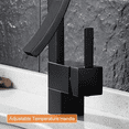 thumbnail image 2 of Matte Black Modern Creative Design Single Lever Handle 1-Hole Bathroom Sink Faucet With Waterfall Spout (Chrome/Matte Black/Brushed Nickel/Gold), 2 of 8