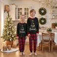 thumbnail image 4 of Family Matching Christmas Pajamas Letter Print Long-Sleeved Tops Plaid Pant Sleepwear Outfits, 4 of 7