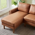 thumbnail image 4 of Miekor Furniture 82.2"L-Shape Sofa Couch with Chais Mid-Century Copper Nail on Arms,strong wooden leg and suede fabric design that will complement any living space.Left Chaise, Brown W5U942, 4 of 9