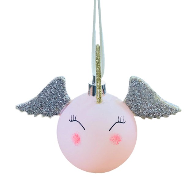Bola navideña bola con alas de ángel bola con cara sonriente bola colgante decorativa/bola-plástico alas-EVA+polvo de plata/125cm/13x10x1050 ANGGREK Otros