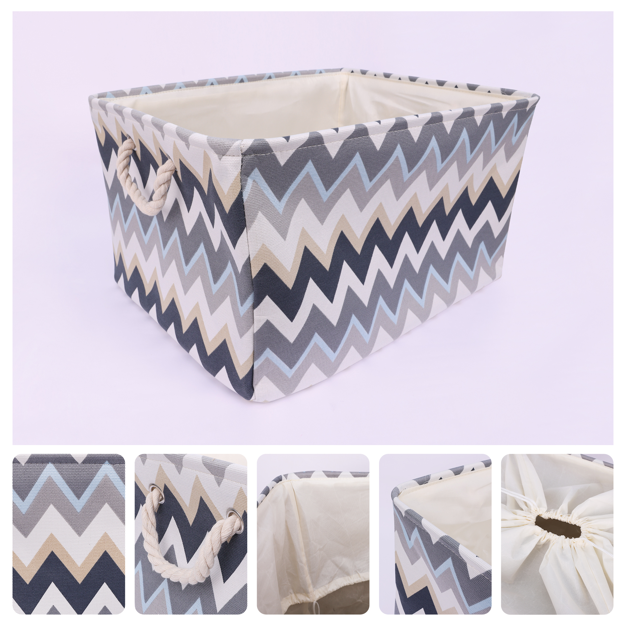 Unique Bargains Fabric Storage Cube Storage Bin Storage Basket Blue 19.5*16*12in