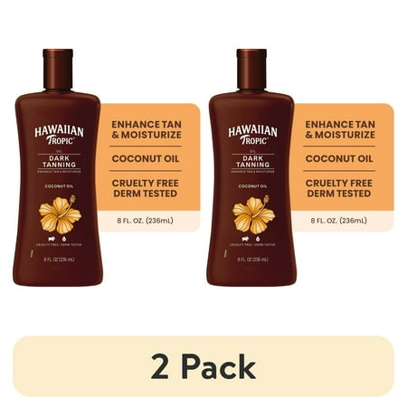 (2 pack) Hawaiian Tropic Dark Tanning Oil, 8 fl oz